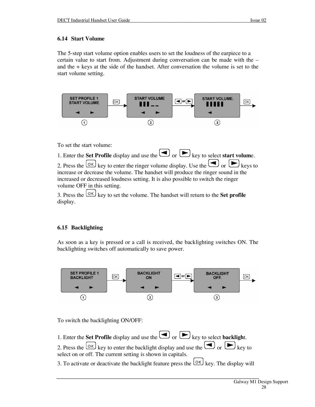 Nortel Networks Industrial Handset manual Start Volume, Backlighting 