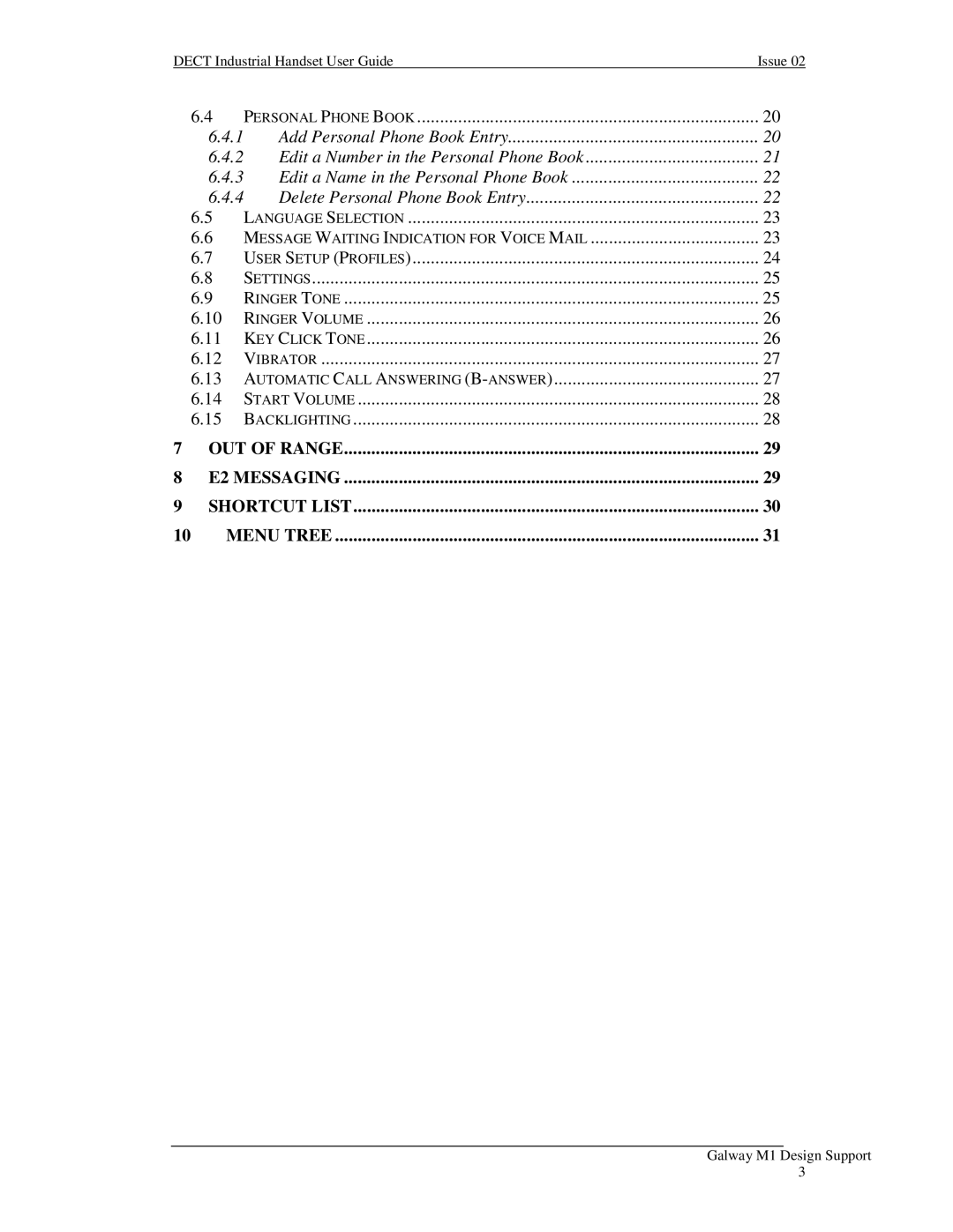 Nortel Networks Industrial Handset manual OUT of Range E2 Messaging Shortcut List 