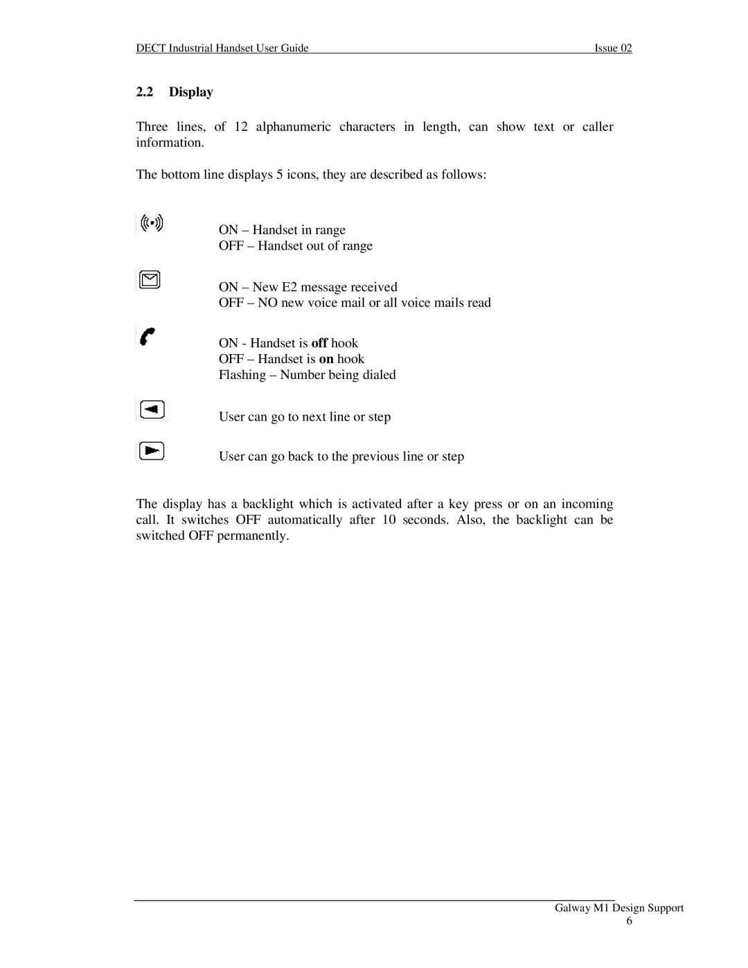 Nortel Networks Industrial Handset manual Display 