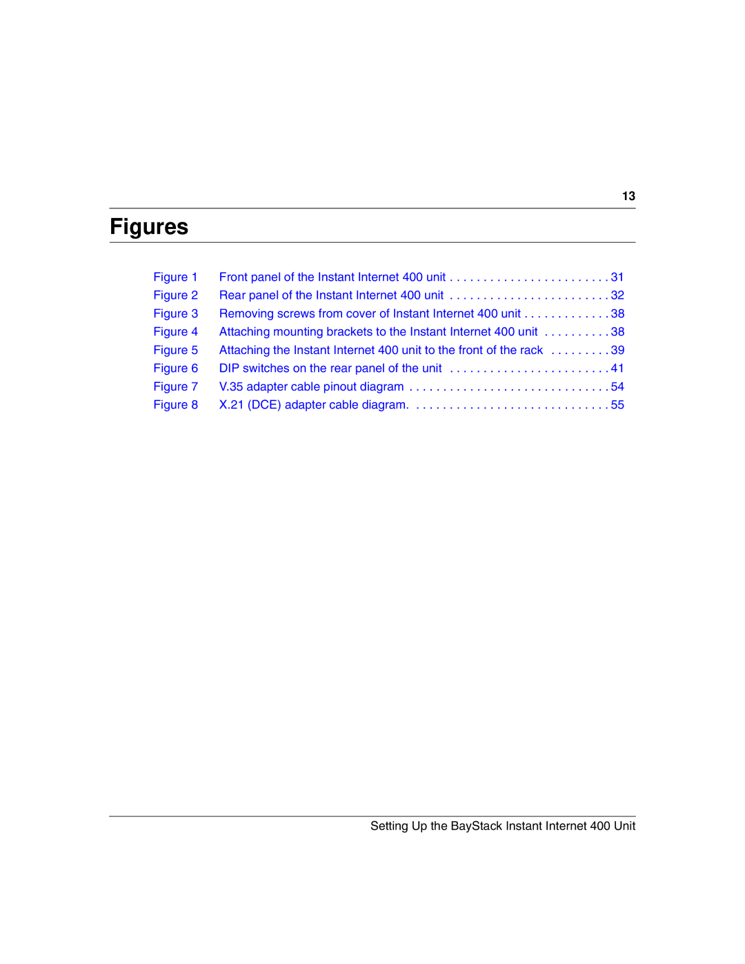 Nortel Networks Instant Internet 400 Unit manual Figures 