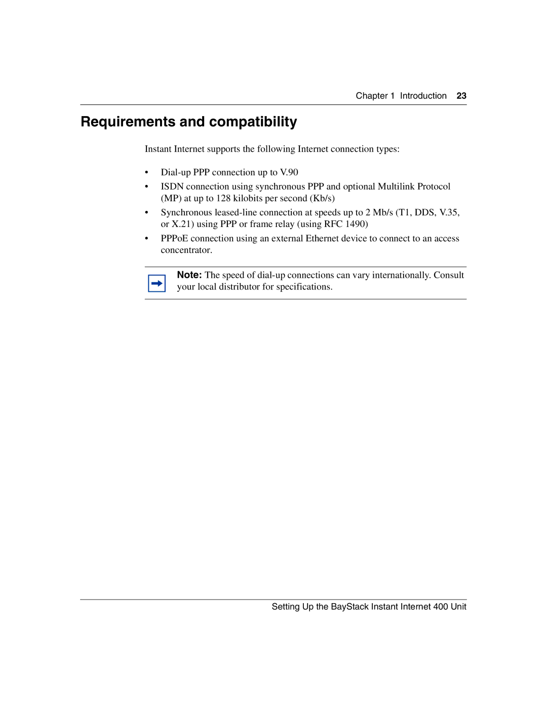 Nortel Networks Instant Internet 400 Unit manual Requirements and compatibility 