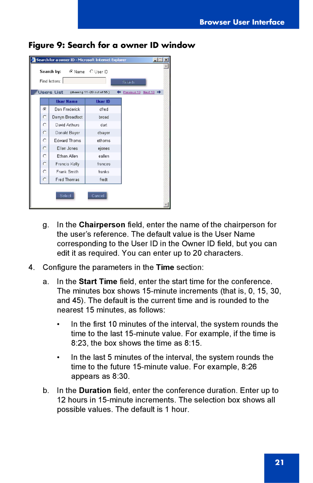 Nortel Networks Integrated Conference Bridge manual Search for a owner ID window 