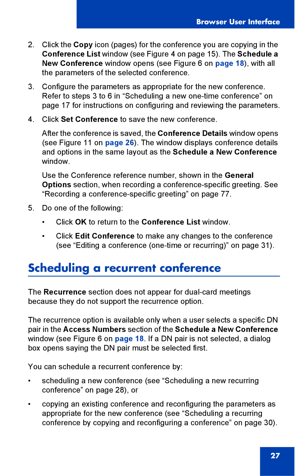 Nortel Networks Integrated Conference Bridge manual Scheduling a recurrent conference 