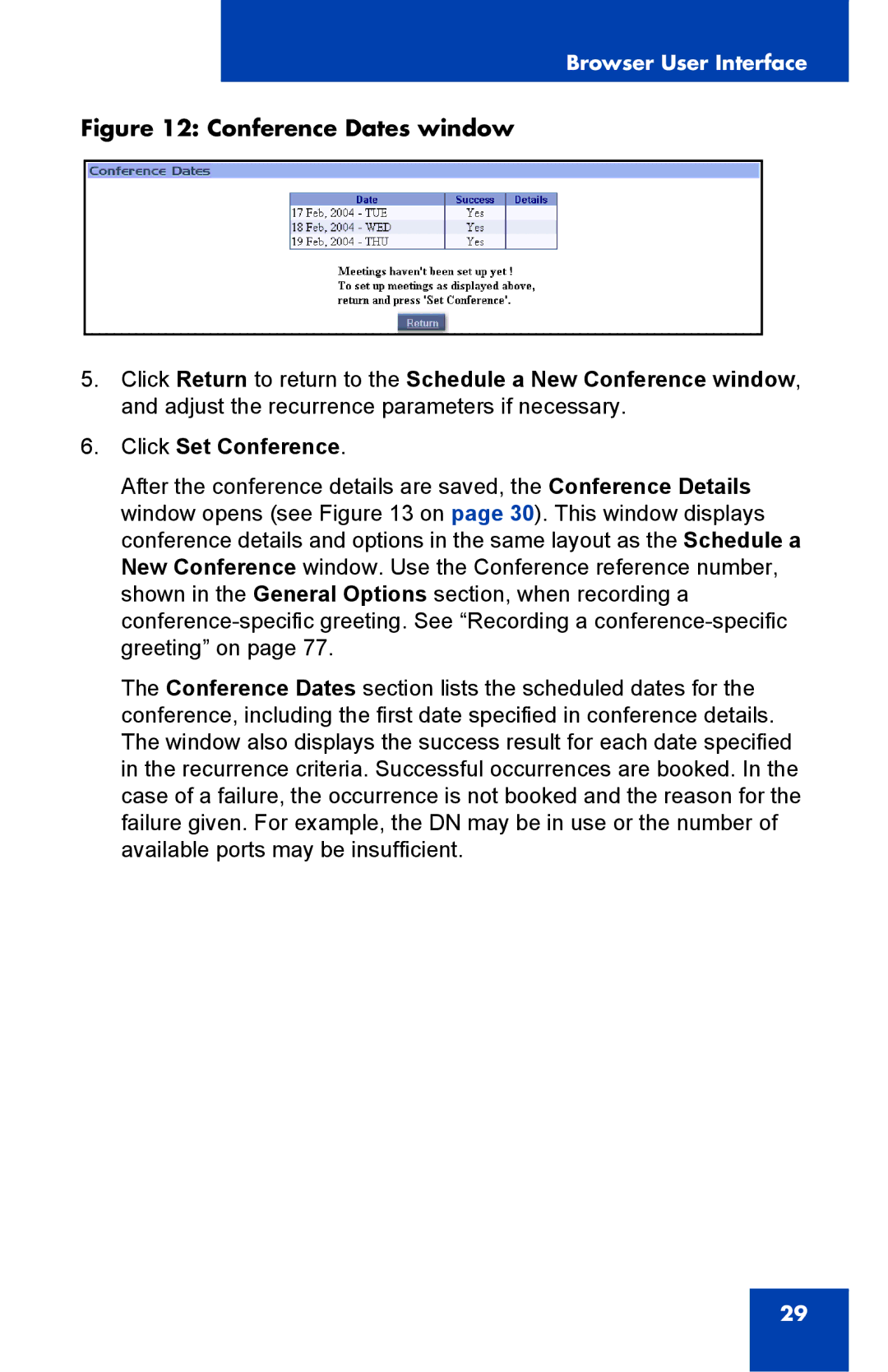 Nortel Networks Integrated Conference Bridge manual Conference Dates window 