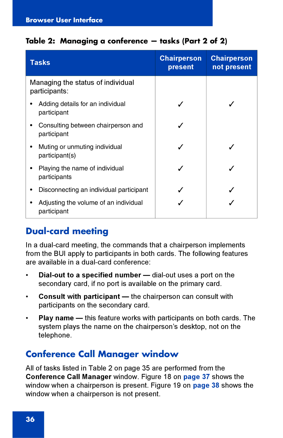 Nortel Networks Integrated Conference Bridge manual Dual-card meeting, Conference Call Manager window 