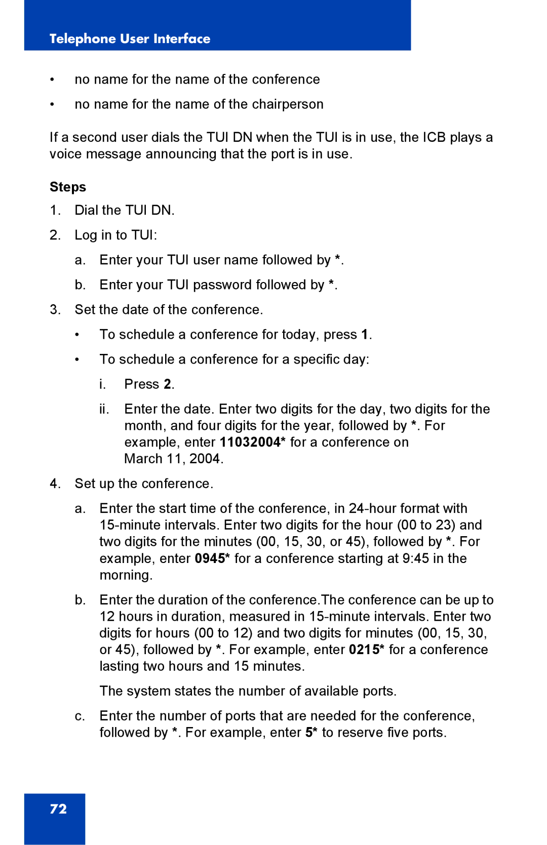 Nortel Networks Integrated Conference Bridge manual Steps 