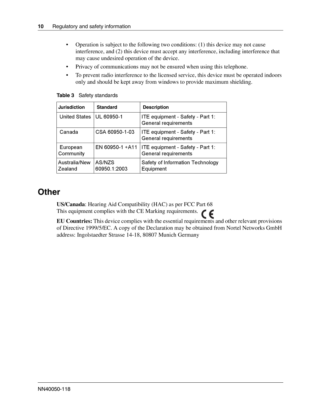 Nortel Networks IP Phone 1100 manual As/Nzs 