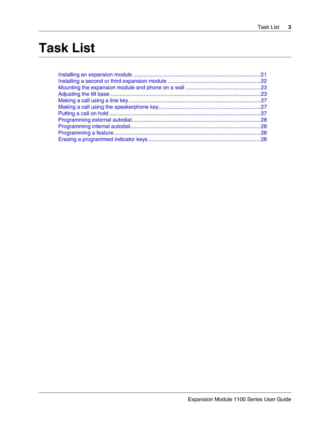 Nortel Networks IP Phone 1100 manual Task List 