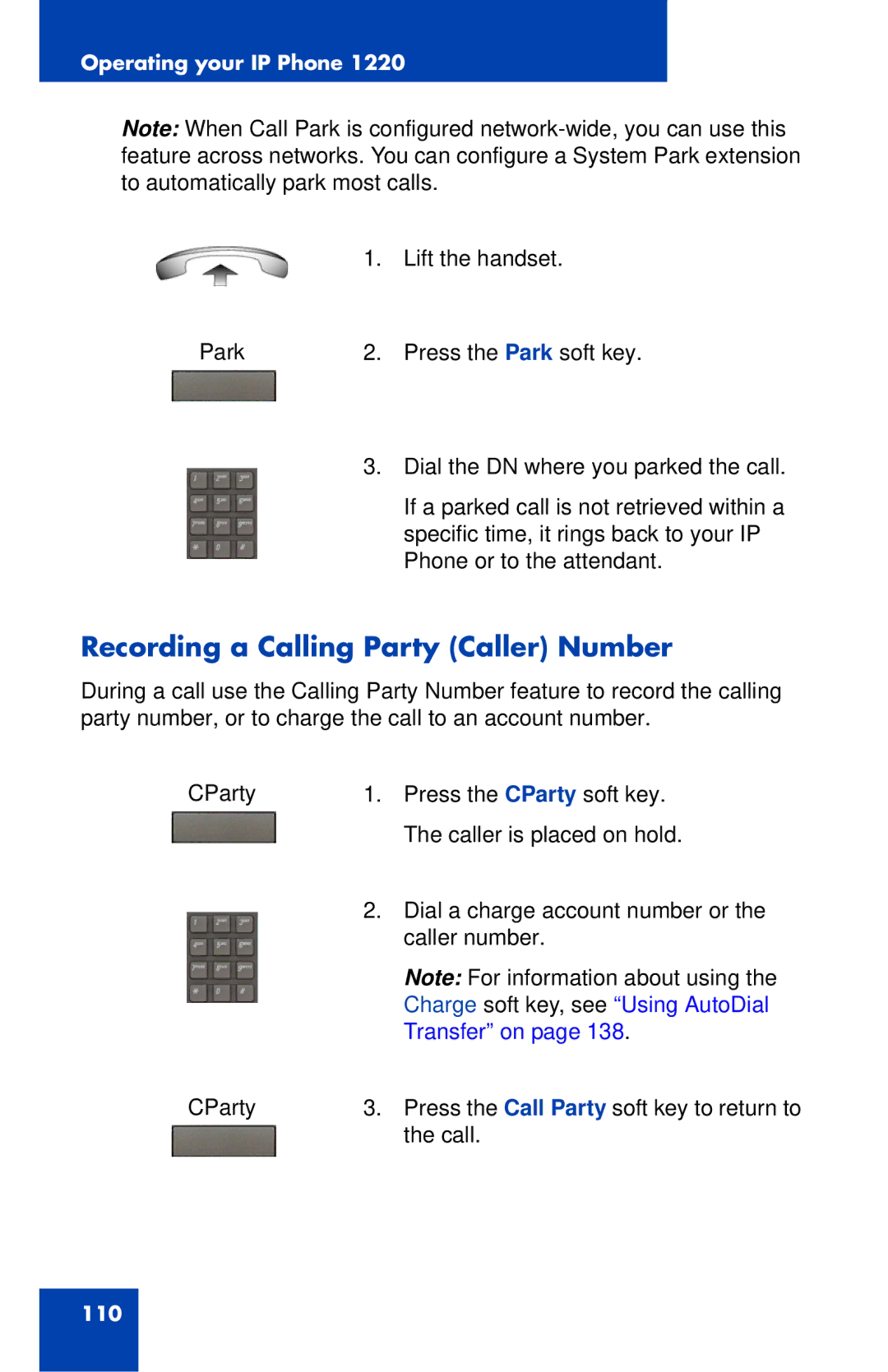 Nortel Networks IP Phone 1220 manual Recording a Calling Party Caller Number 