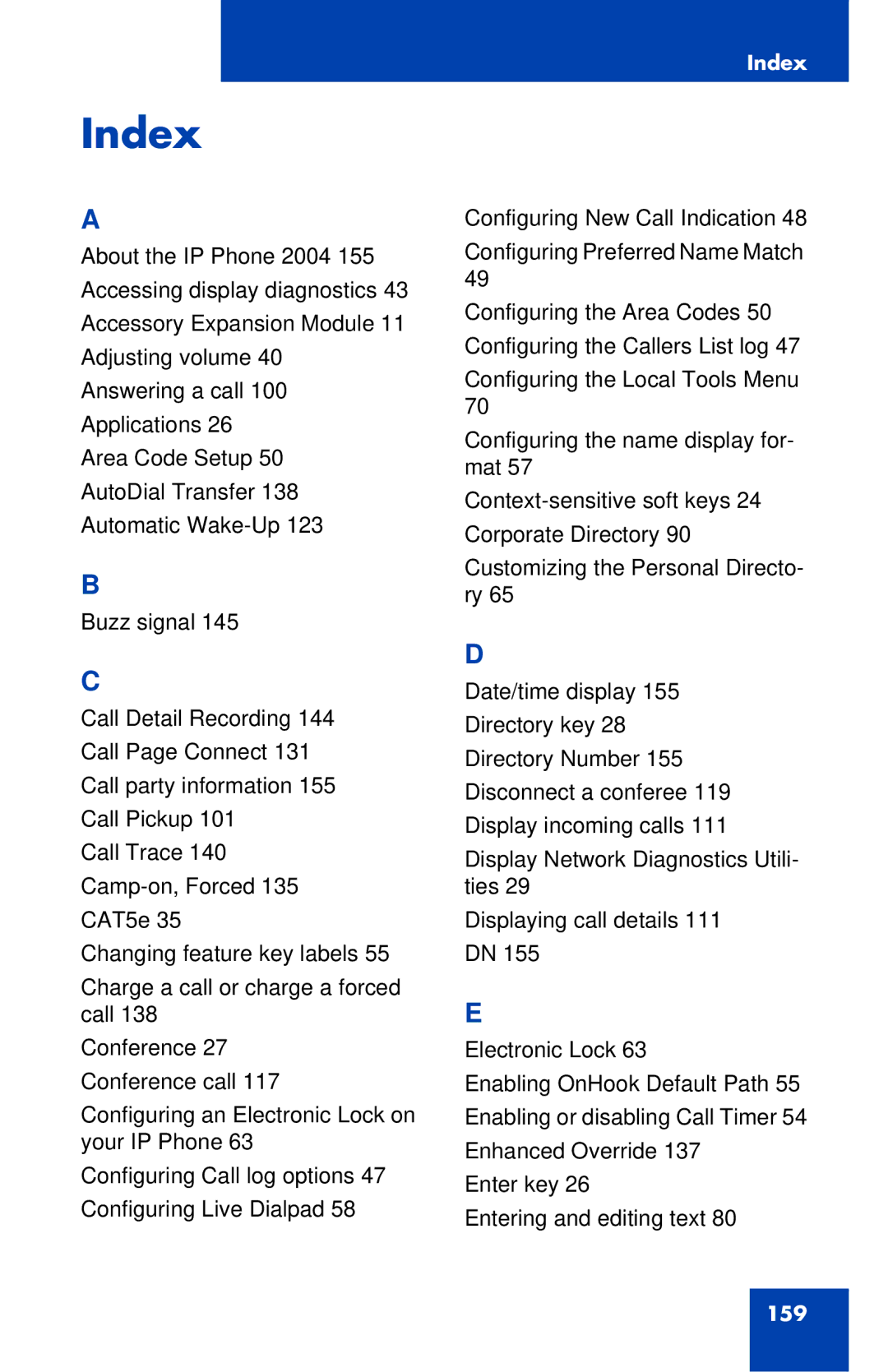 Nortel Networks IP Phone 1220 manual Index 