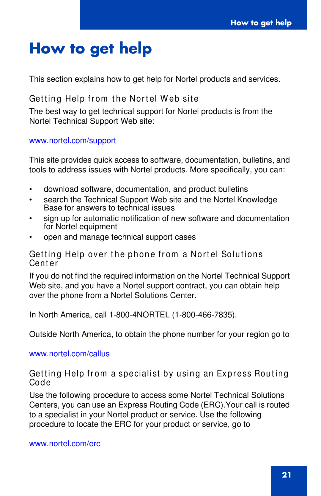 Nortel Networks IP Phone 1220 manual How to get help, Getting Help from the Nortel Web site 