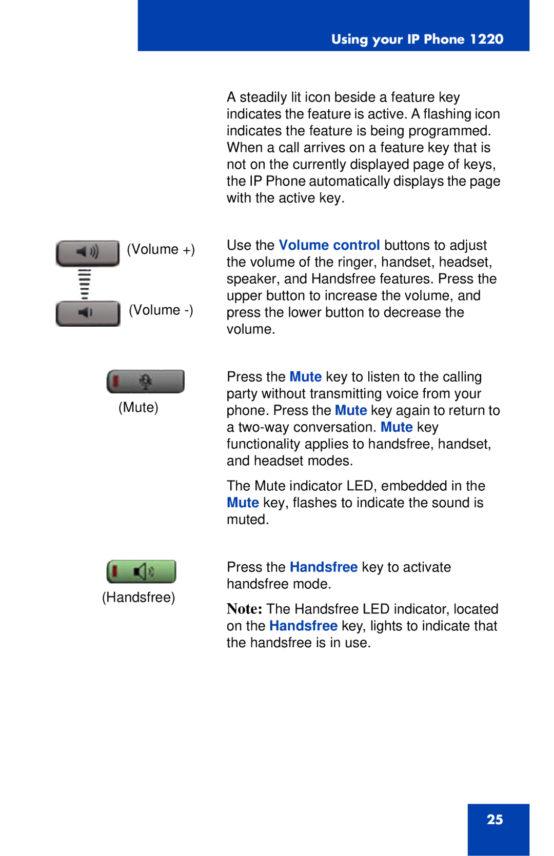 Nortel Networks IP Phone 1220 manual Using your IP Phone 