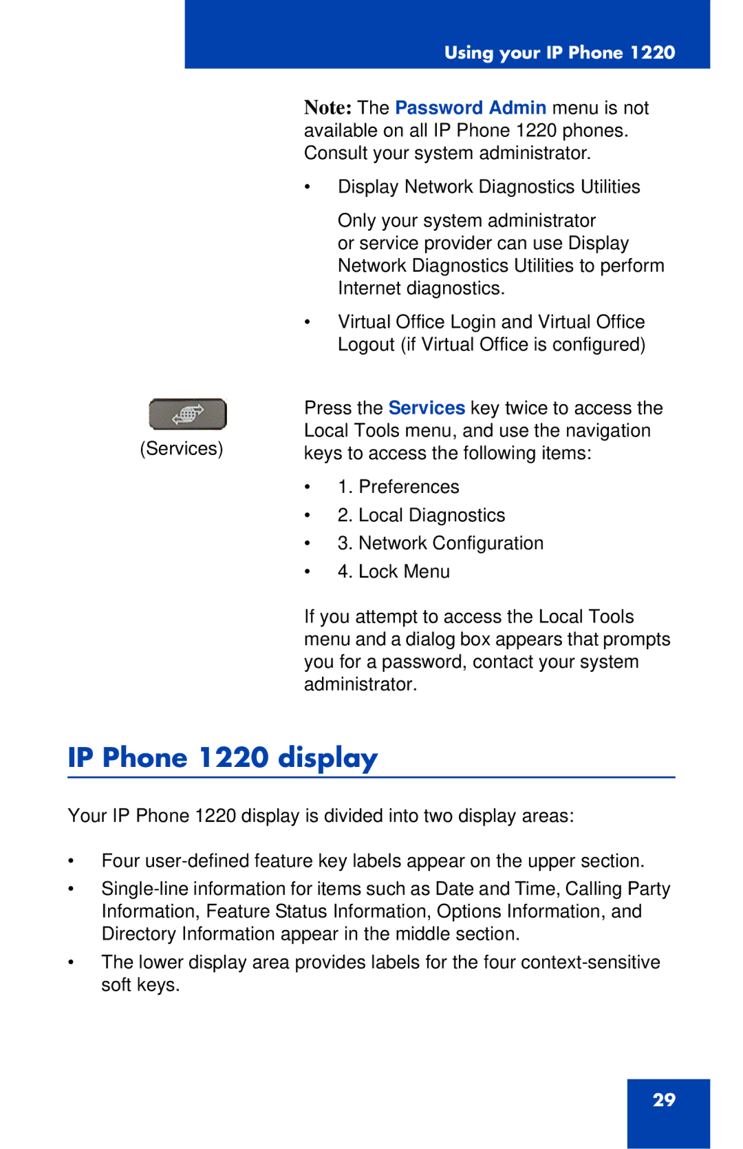 Nortel Networks manual IP Phone 1220 display 