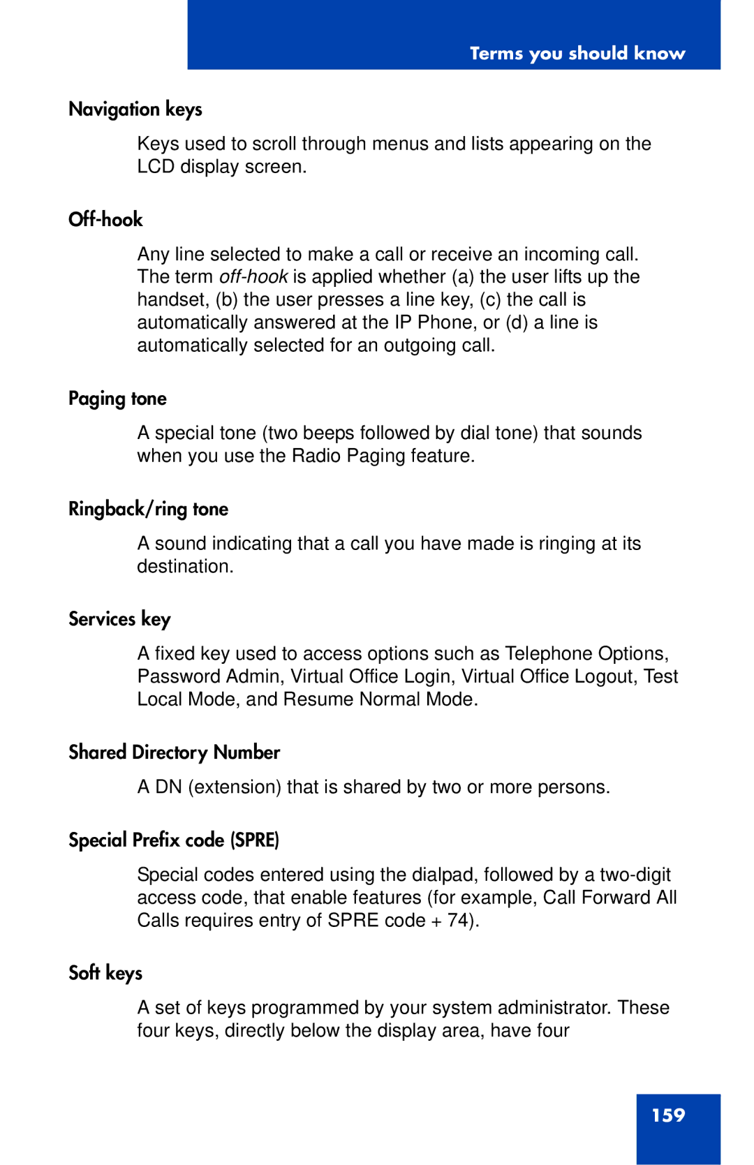 Nortel Networks IP Phone 1230 manual 159 