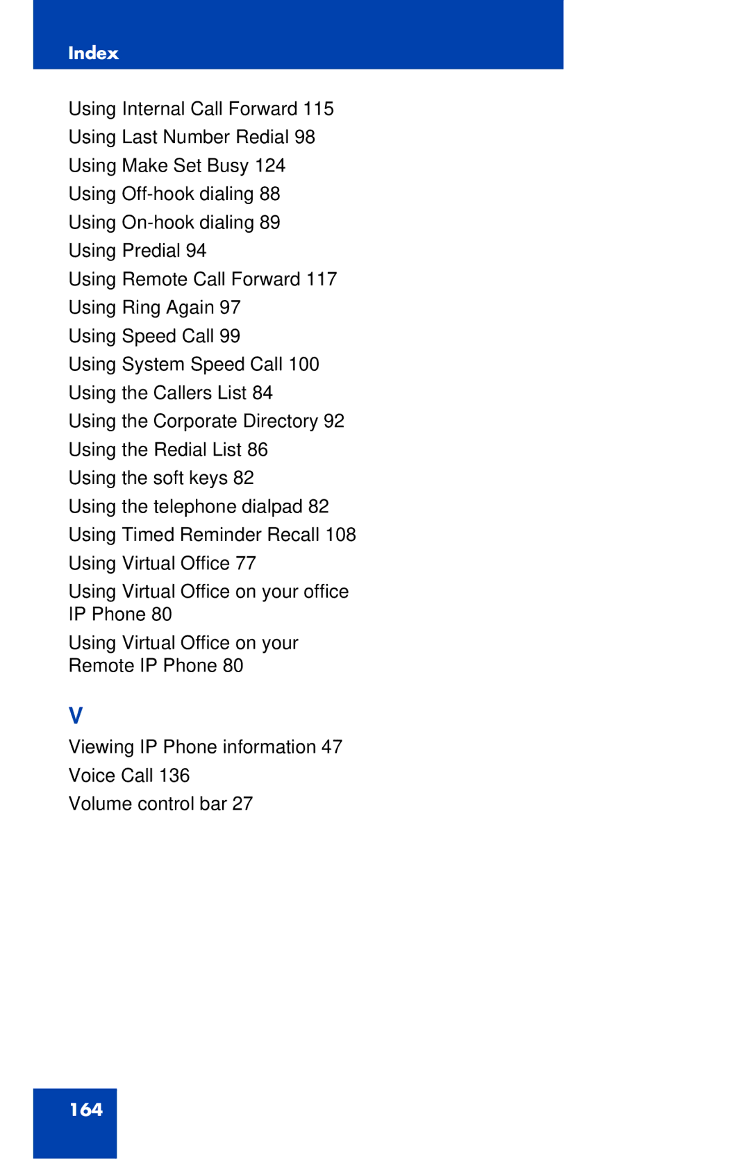 Nortel Networks IP Phone 1230 manual 164 