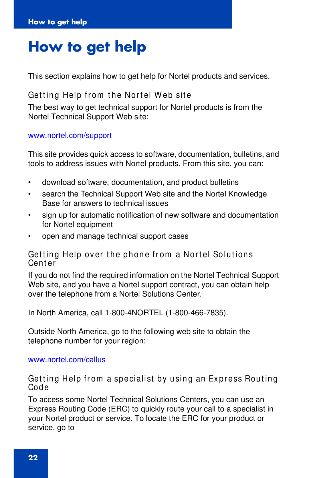 Nortel Networks IP Phone 1230 manual How to get help, Getting Help from the Nortel Web site 