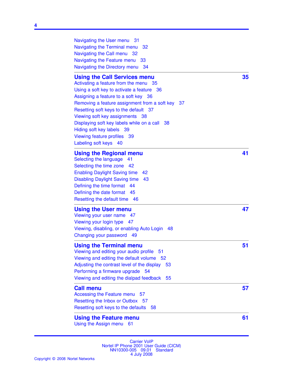 Nortel Networks IP Phone 2001 manual Using the Call Services menu, Using the Assign menu 