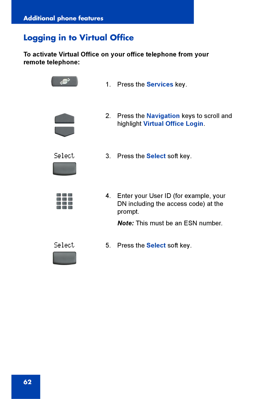 Nortel Networks IP Phone 2001 manual Logging in to Virtual Office 