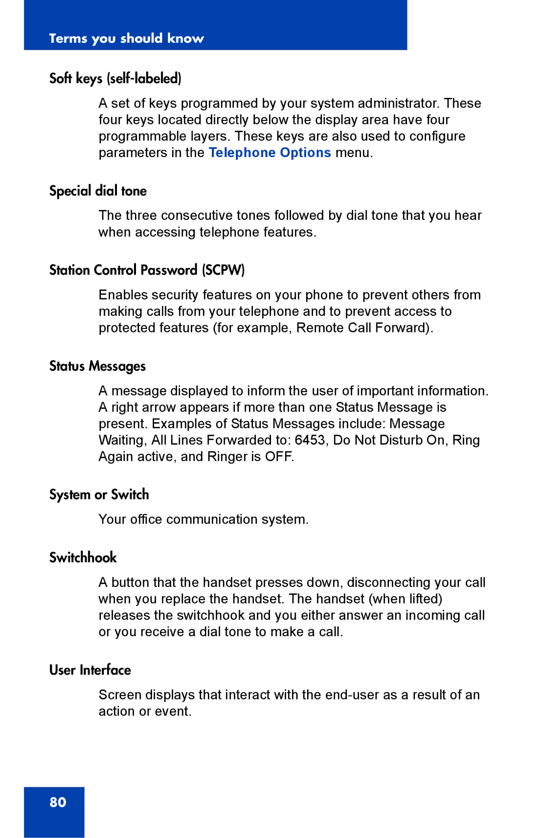 Nortel Networks IP Phone 2001 manual Terms you should know 