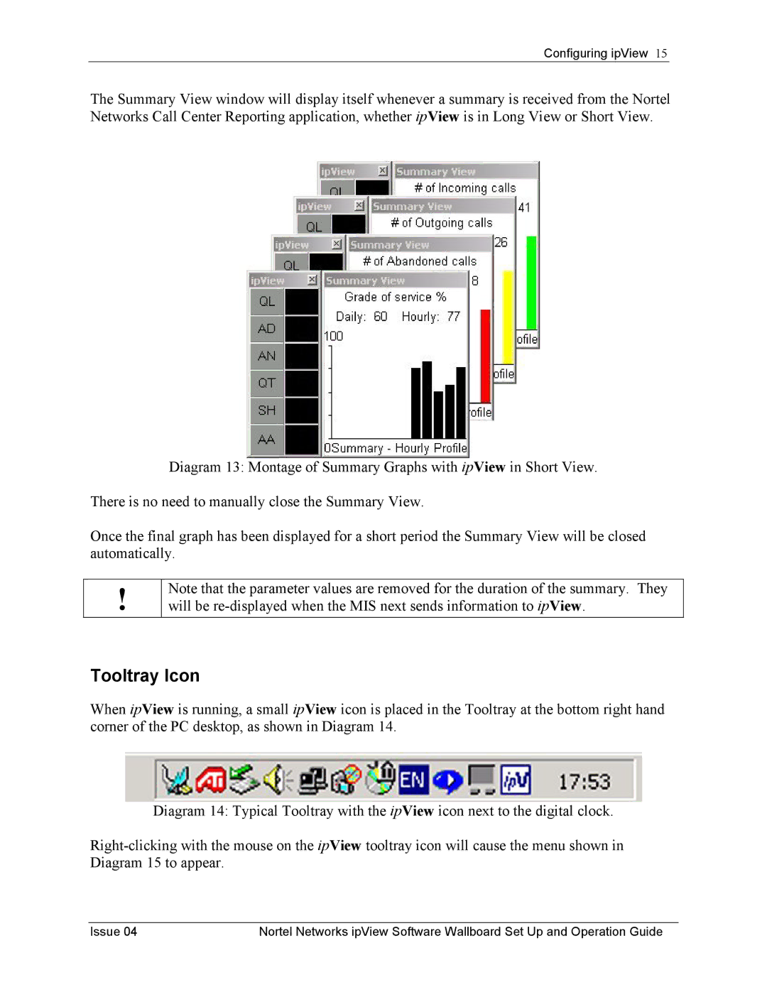 Nortel Networks ipView Software Wallboard manual Tooltray Icon 