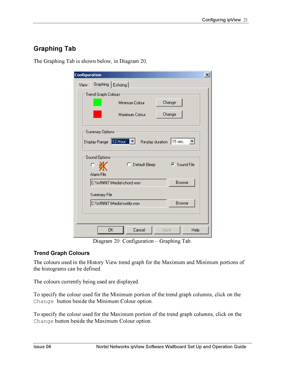 Nortel Networks ipView Software Wallboard manual Graphing Tab, Trend Graph Colours 