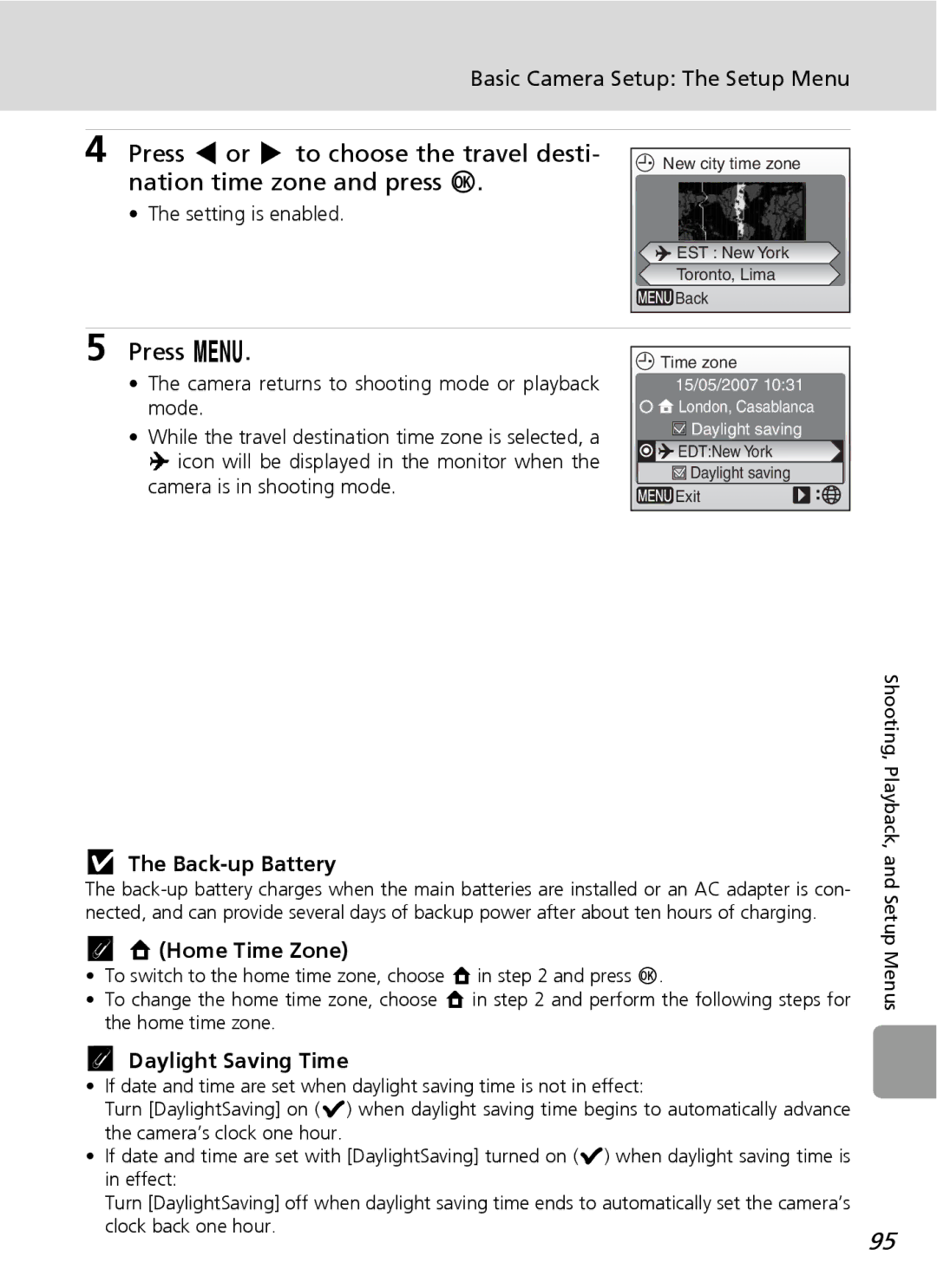 Nortel Networks L12 user manual Back-up Battery, Home Time Zone 