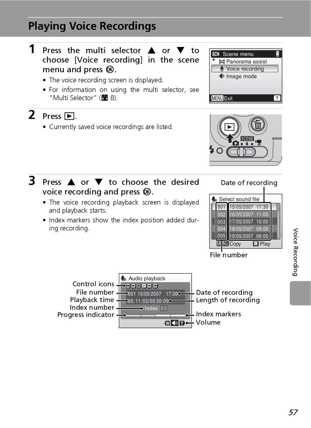 Nortel Networks L12 user manual Playing Voice Recordings 