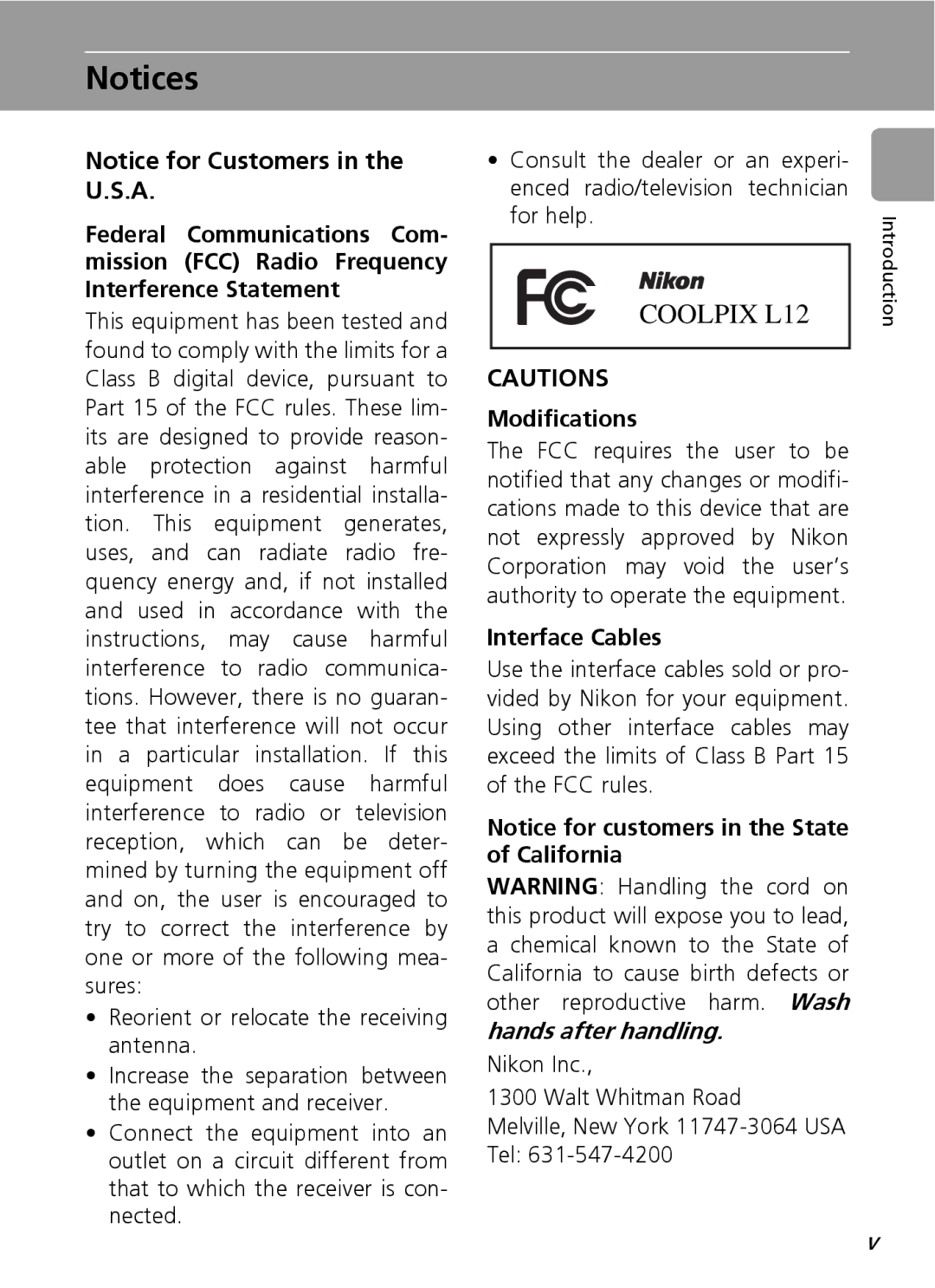 Nortel Networks L12 user manual Modifications, Interface Cables 