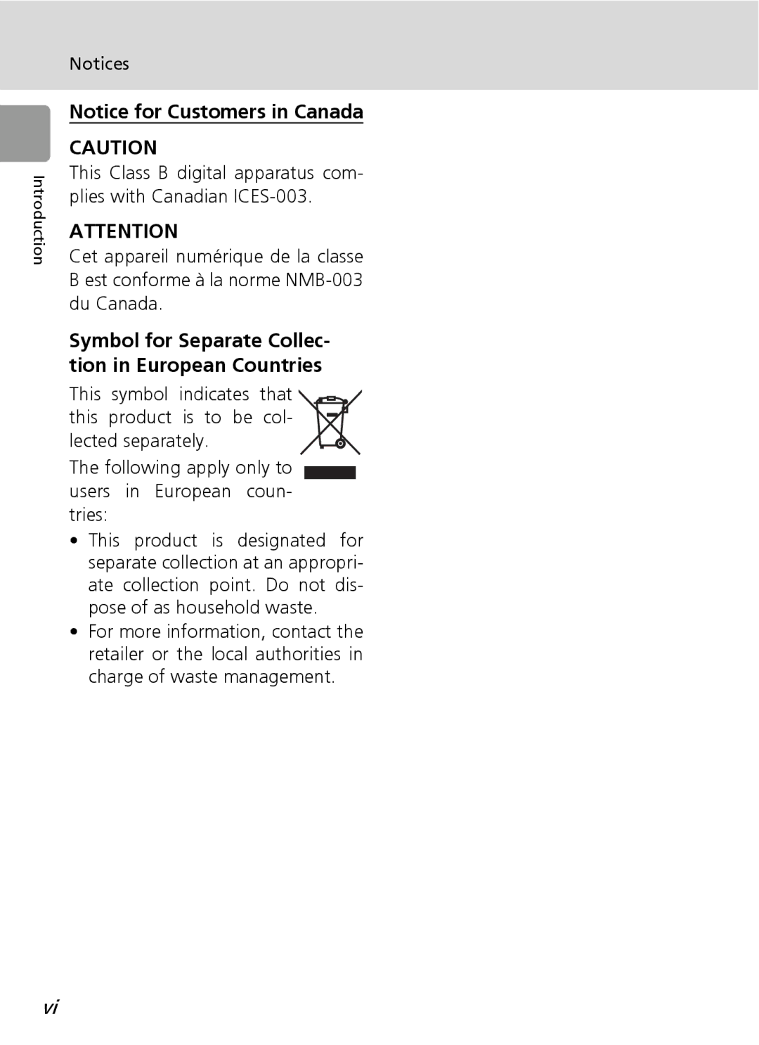 Nortel Networks L12 user manual Symbol for Separate Collec- tion in European Countries 