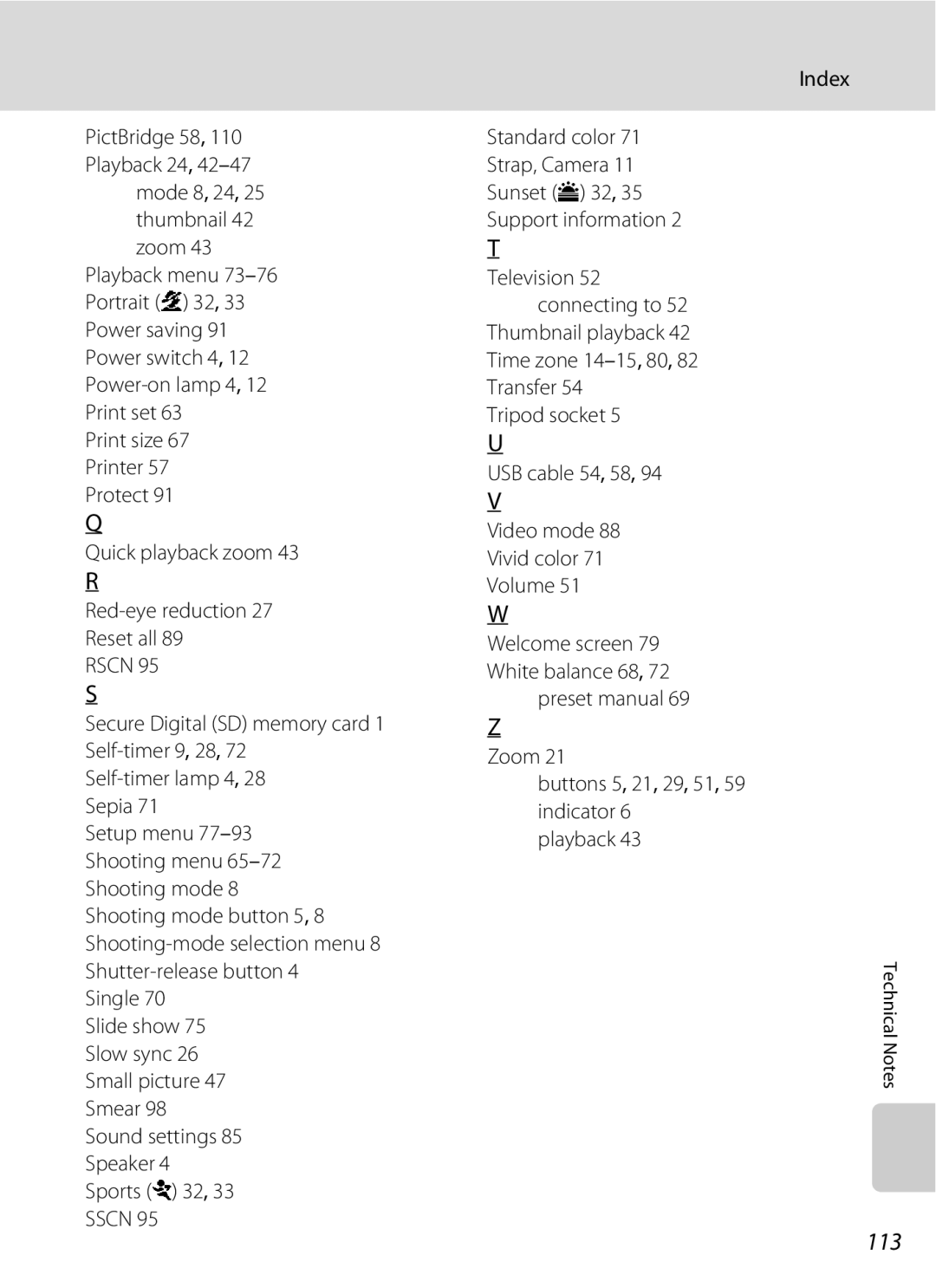 Nortel Networks L14 user manual 113, Mode 8, 24, 25 thumbnail 42 zoom, Quick playback zoom Red-eye reduction Reset all 