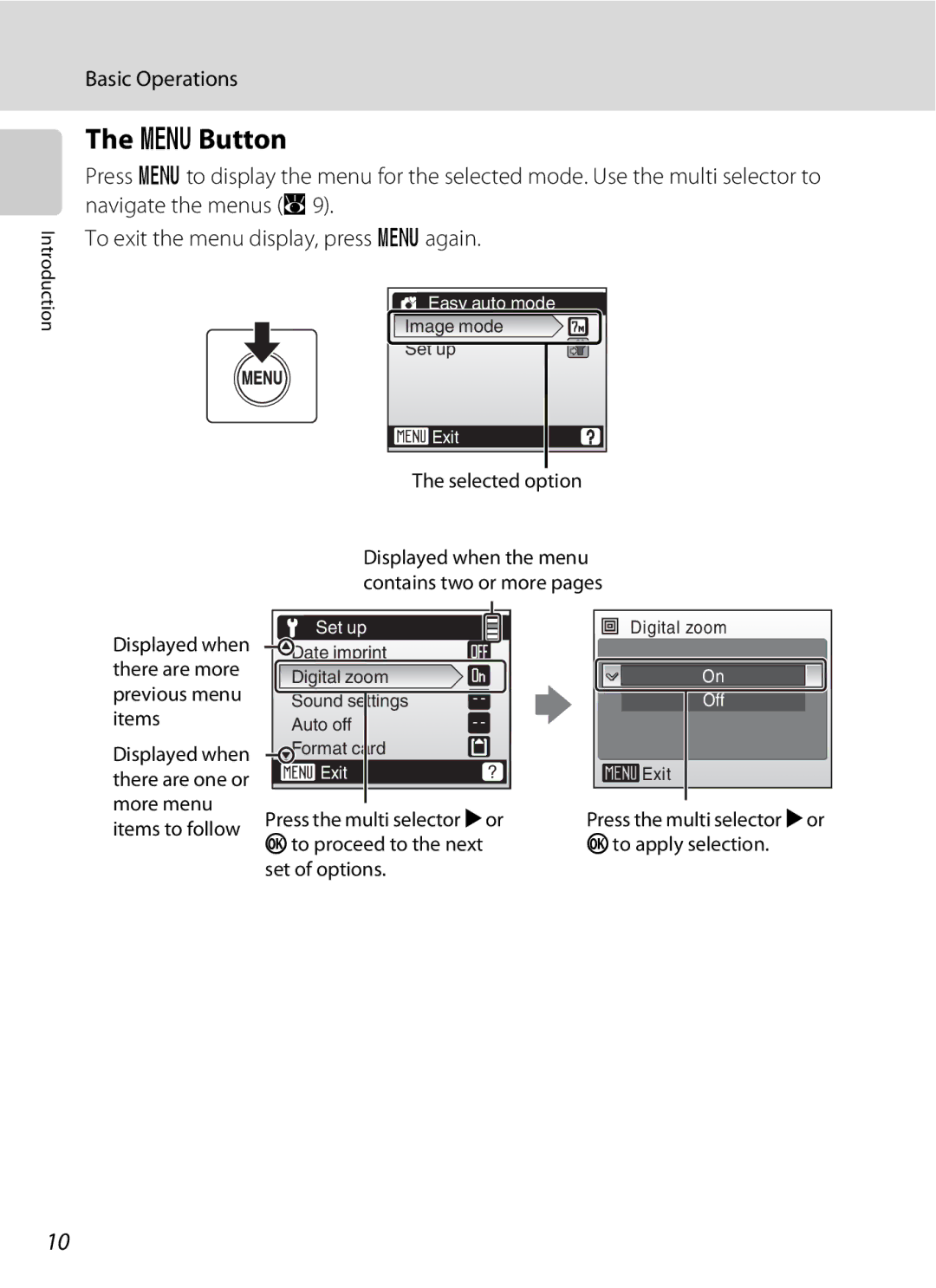 Nortel Networks L14 user manual DButton, Selected option, Press the multi selector Kor kto apply selection 