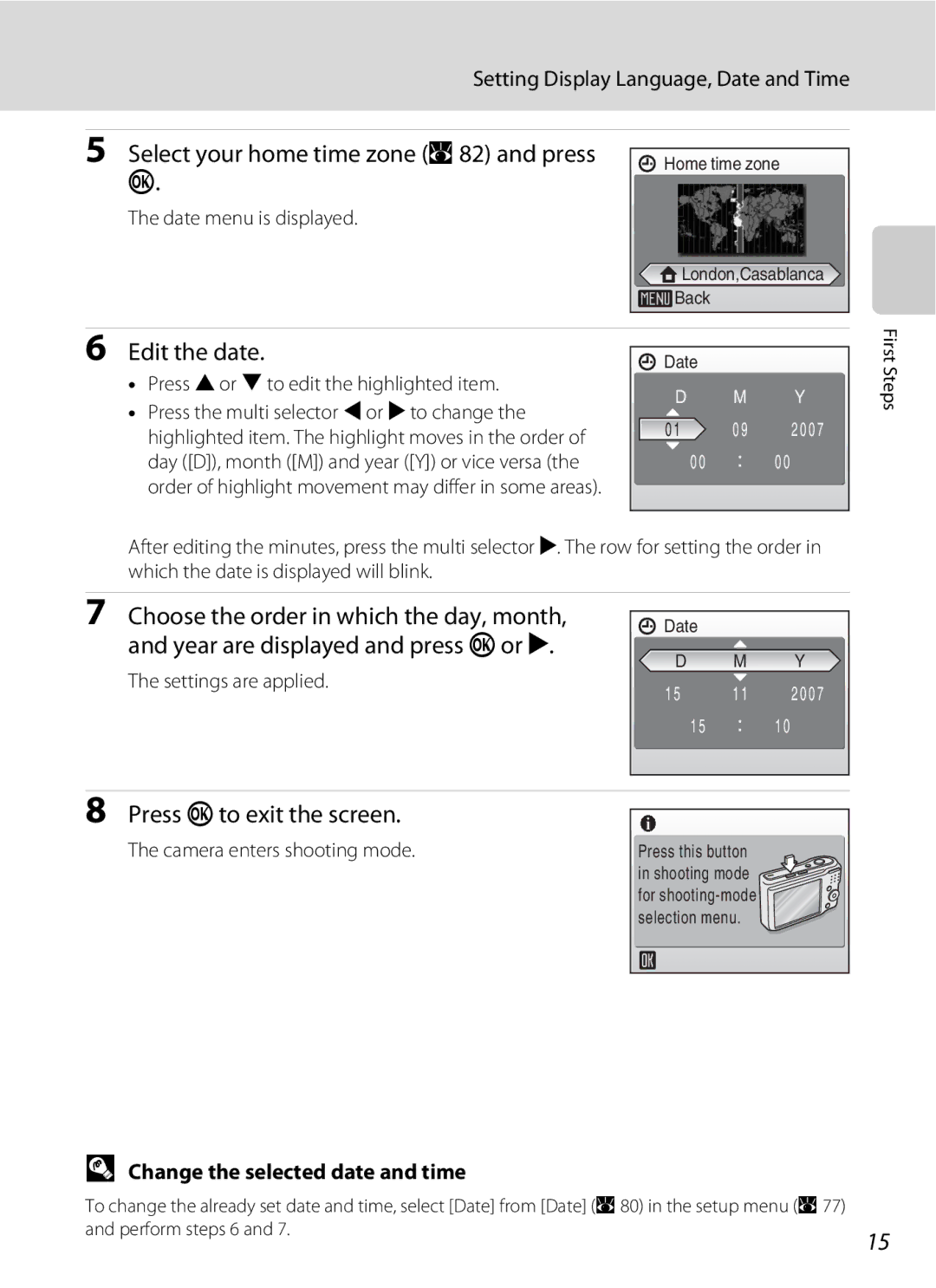 Nortel Networks L14 user manual Select your home time zone A82 and press k, Edit the date, Press kto exit the screen 