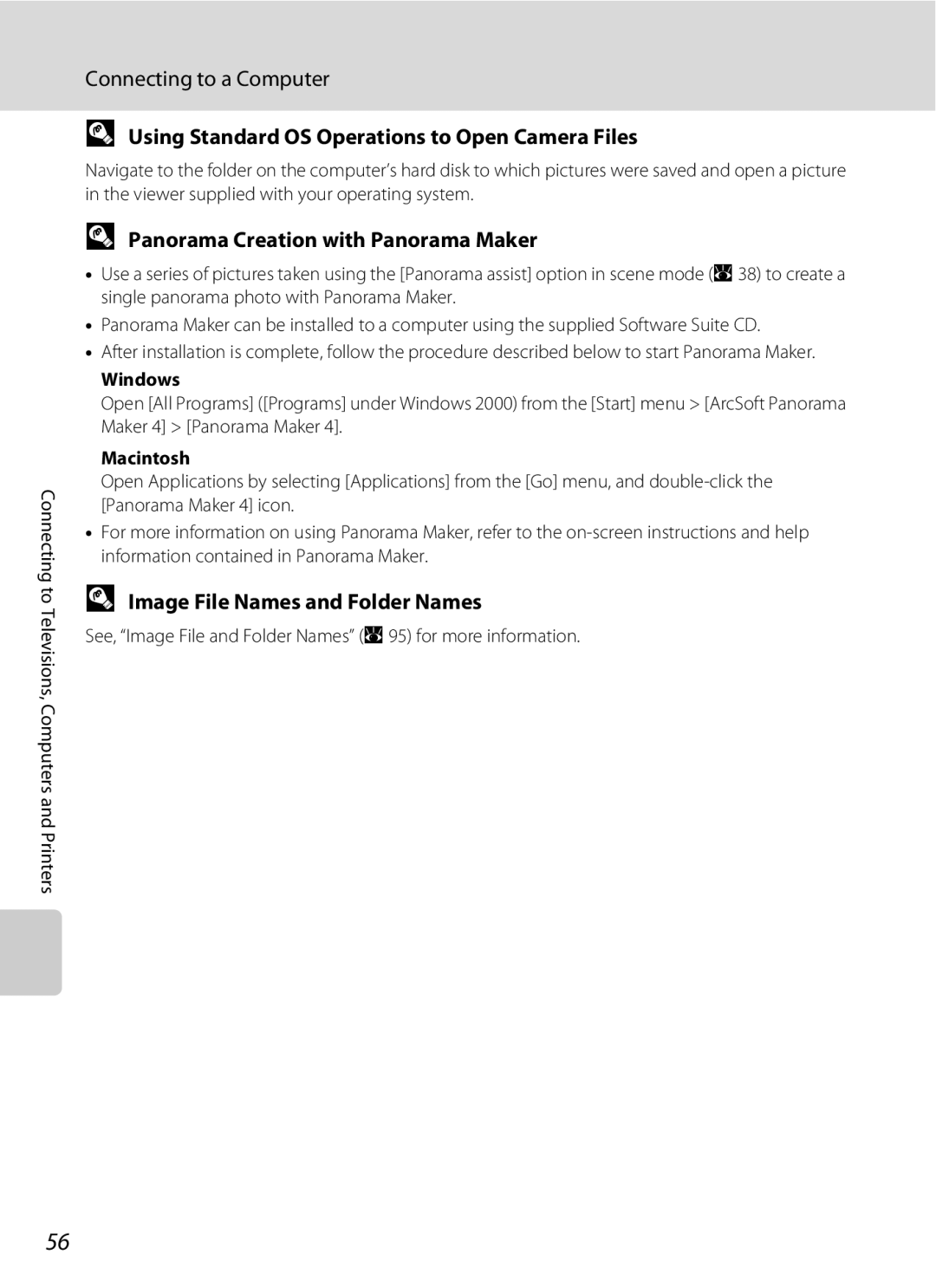 Nortel Networks L14 user manual Using Standard OS Operations to Open Camera Files, Panorama Creation with Panorama Maker 