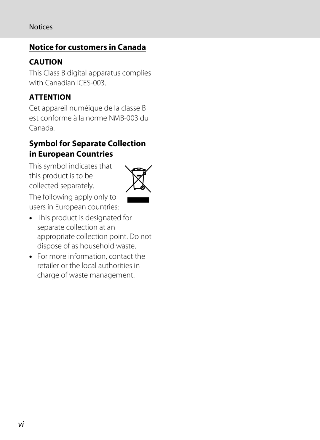 Nortel Networks L14 user manual Symbol for Separate Collection in European Countries 