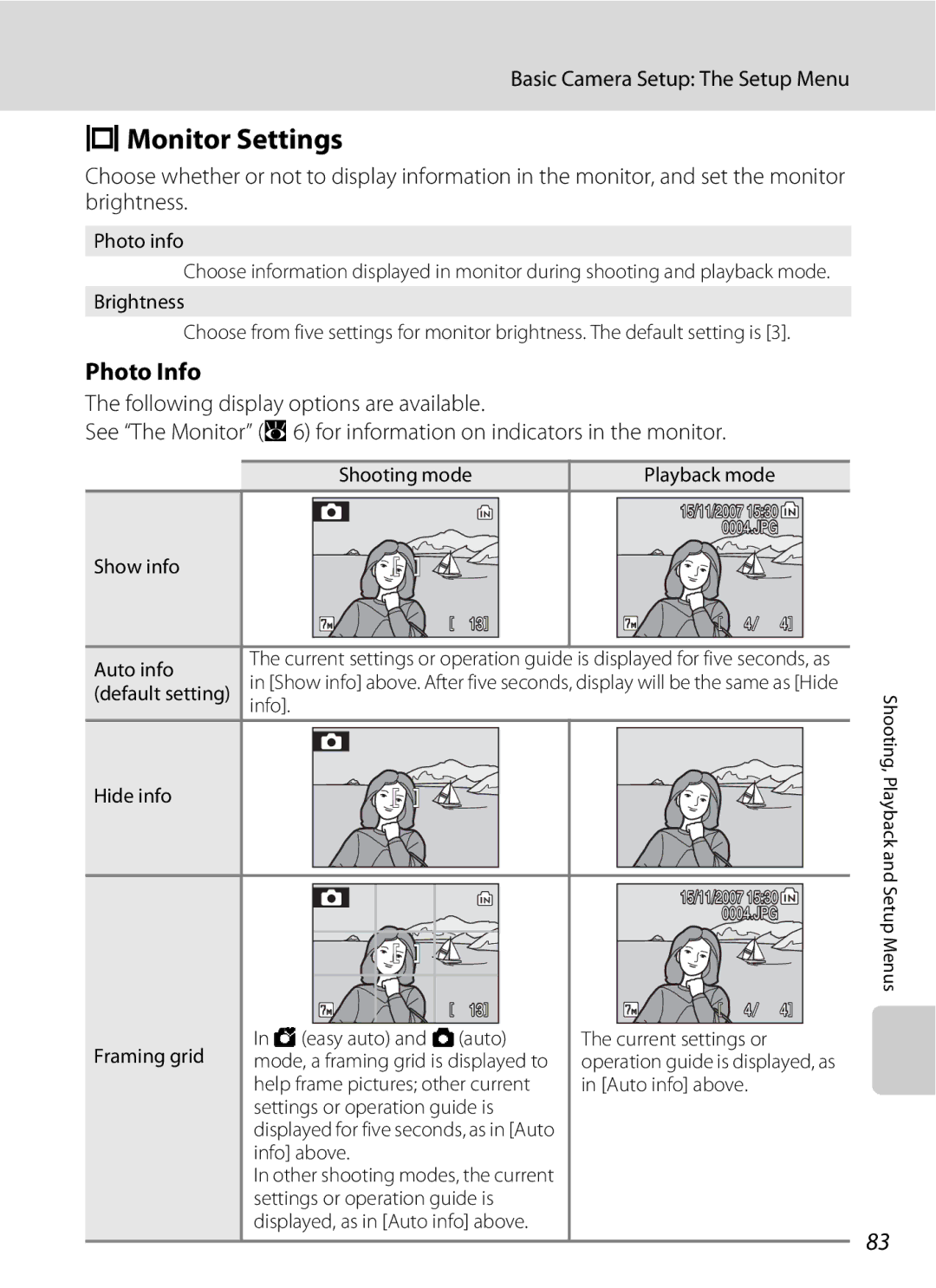 Nortel Networks L14 user manual EMonitor Settings, Photo Info 