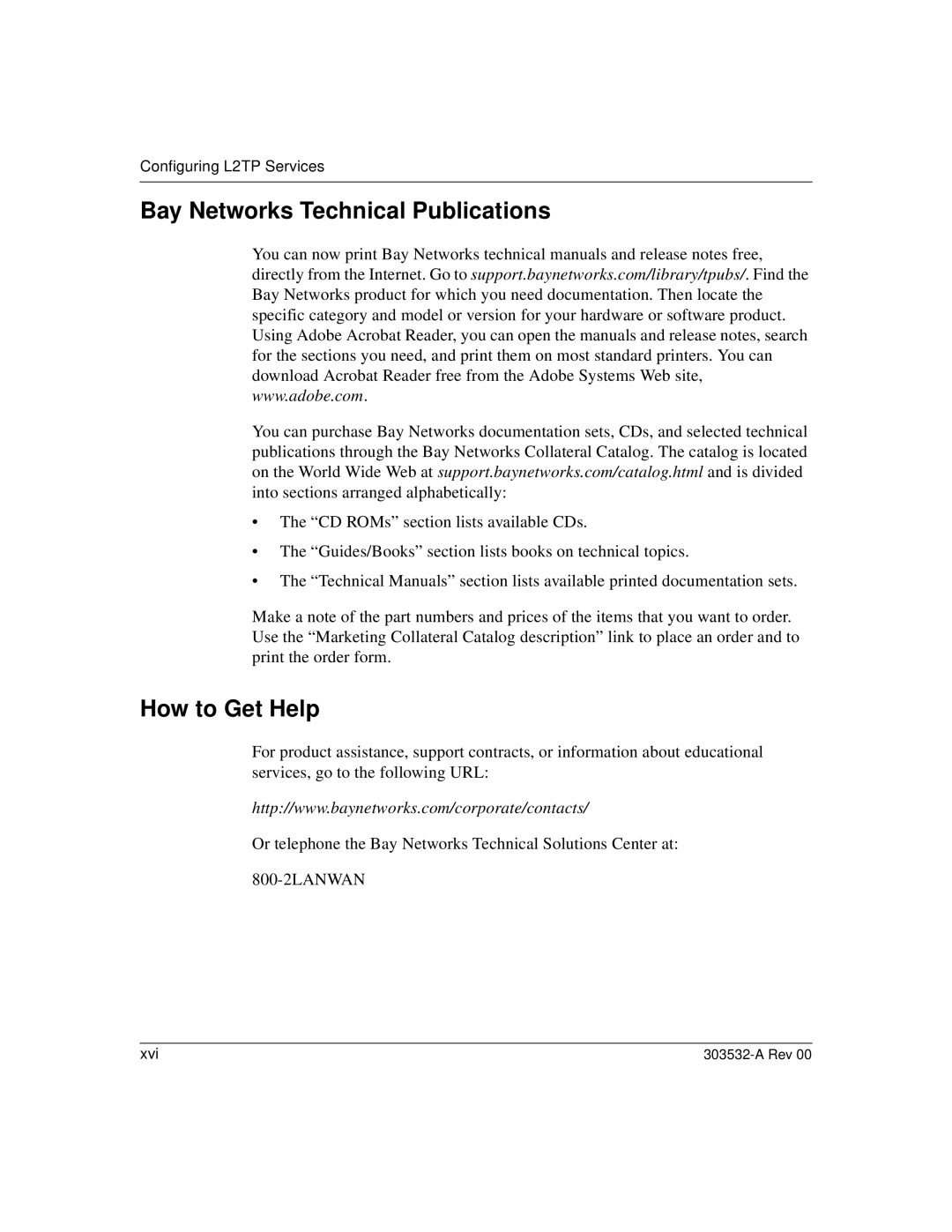 Nortel Networks L2TP manual Bay Networks Technical Publications, How to Get Help 