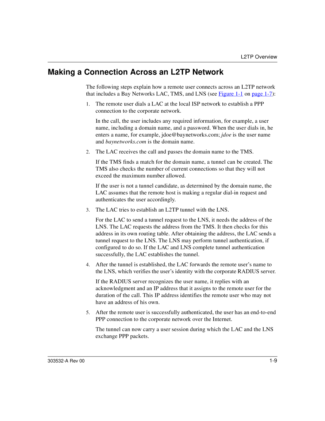 Nortel Networks manual Making a Connection Across an L2TP Network 