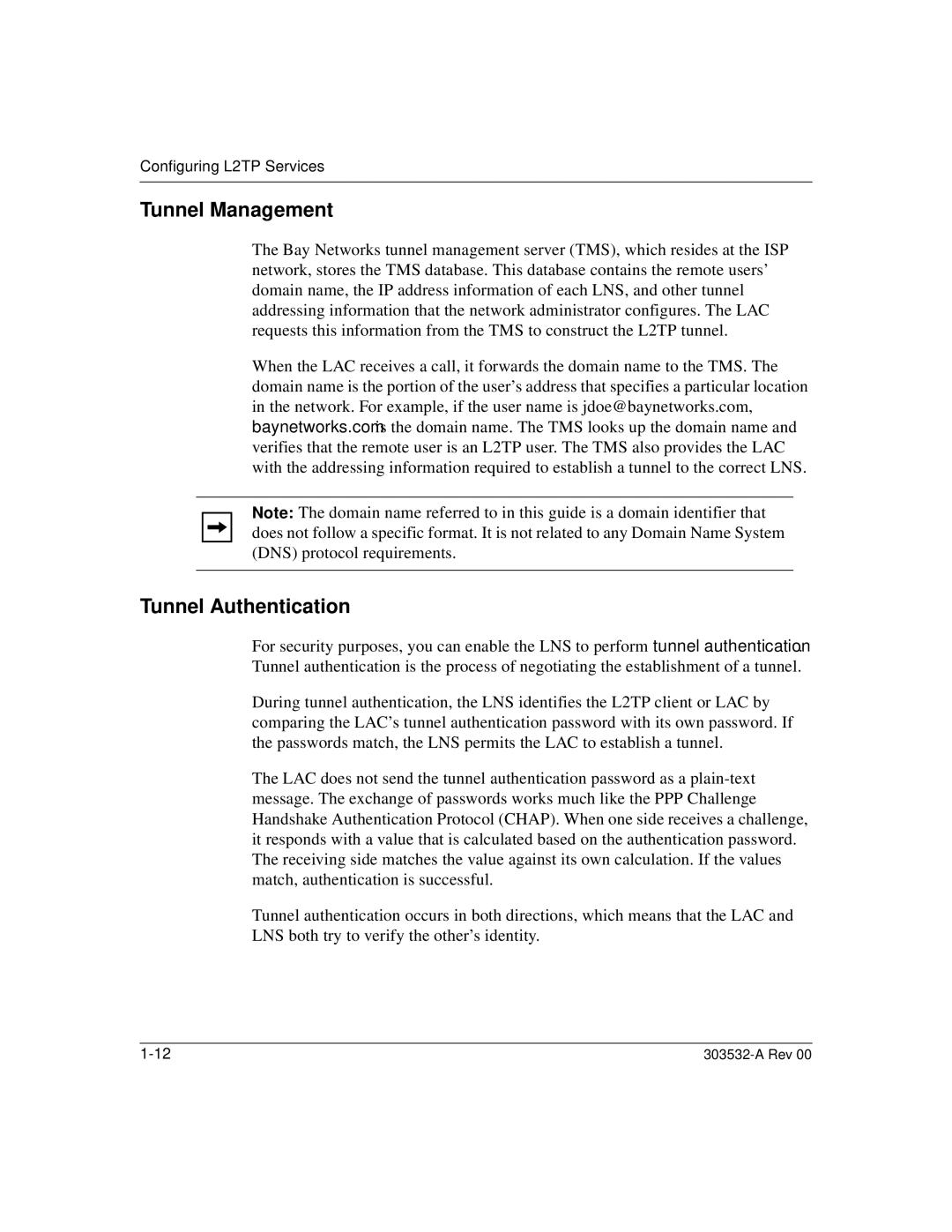 Nortel Networks L2TP manual Tunnel Management, Tunnel Authentication 