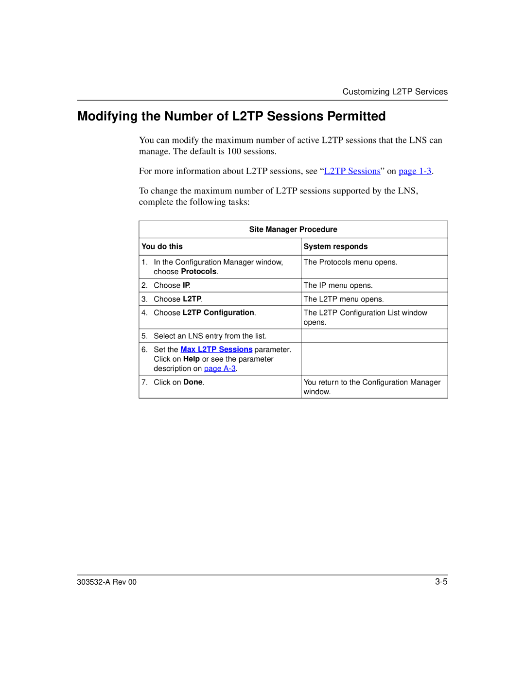 Nortel Networks manual Modifying the Number of L2TP Sessions Permitted 