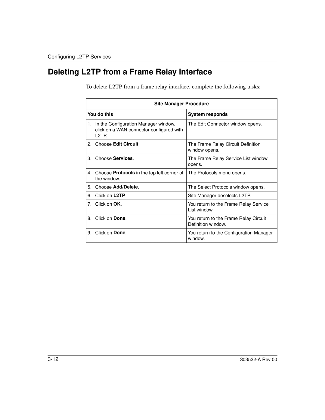 Nortel Networks manual Deleting L2TP from a Frame Relay Interface 