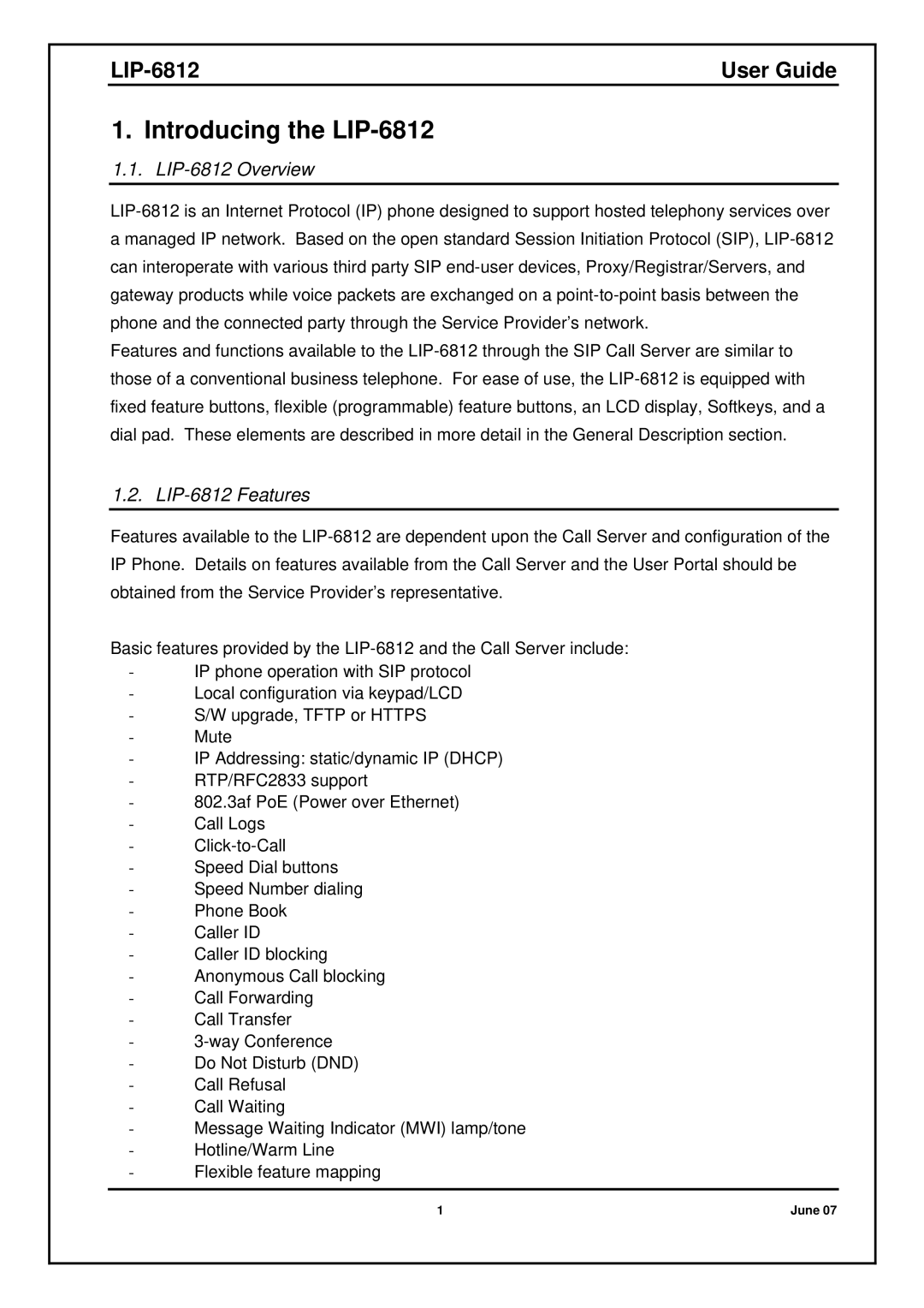 Nortel Networks manual Introducing the LIP-6812, LIP-6812 Overview, LIP-6812 Features 