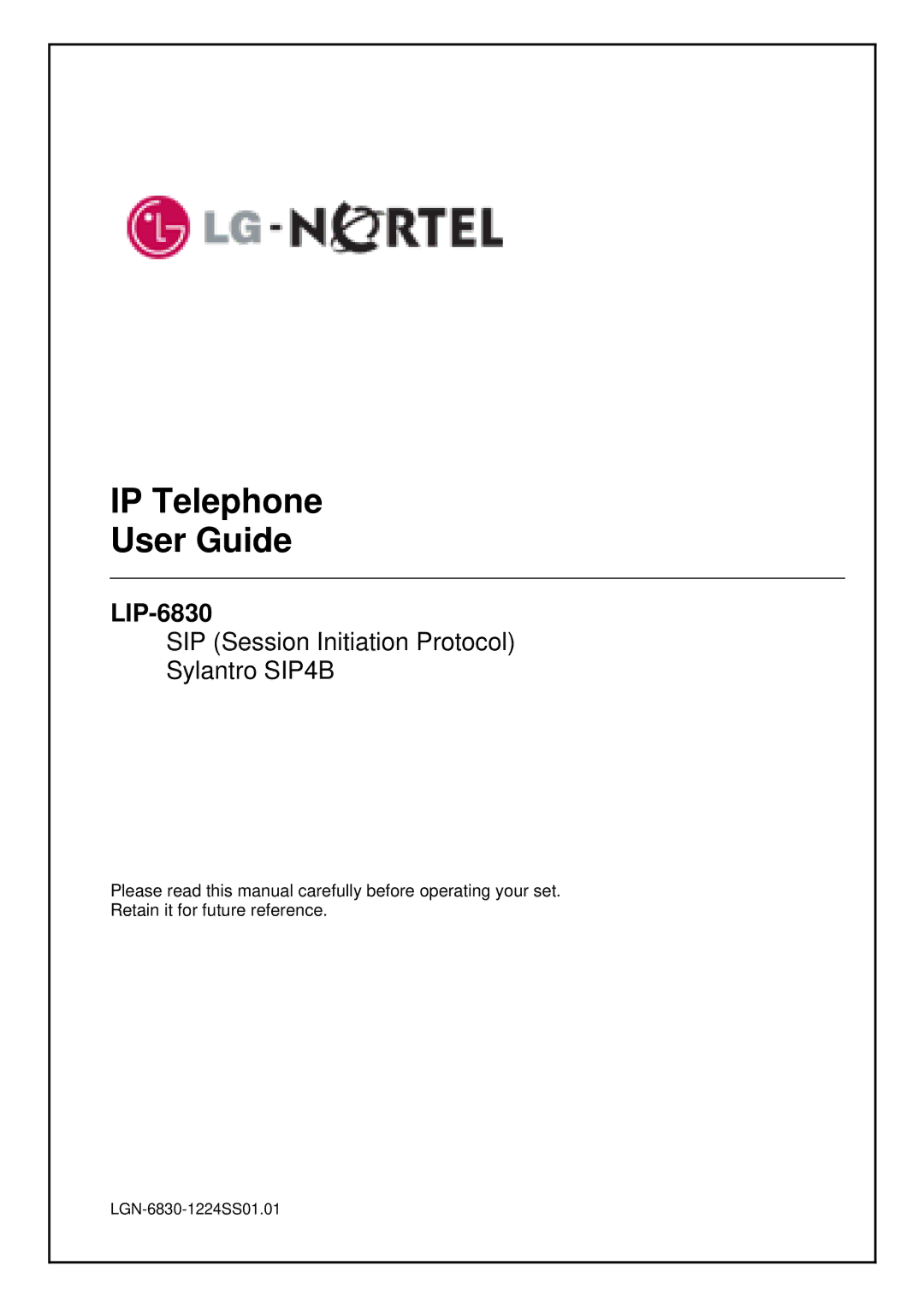 Nortel Networks LIP-6830 manual IP Telephone User Guide 