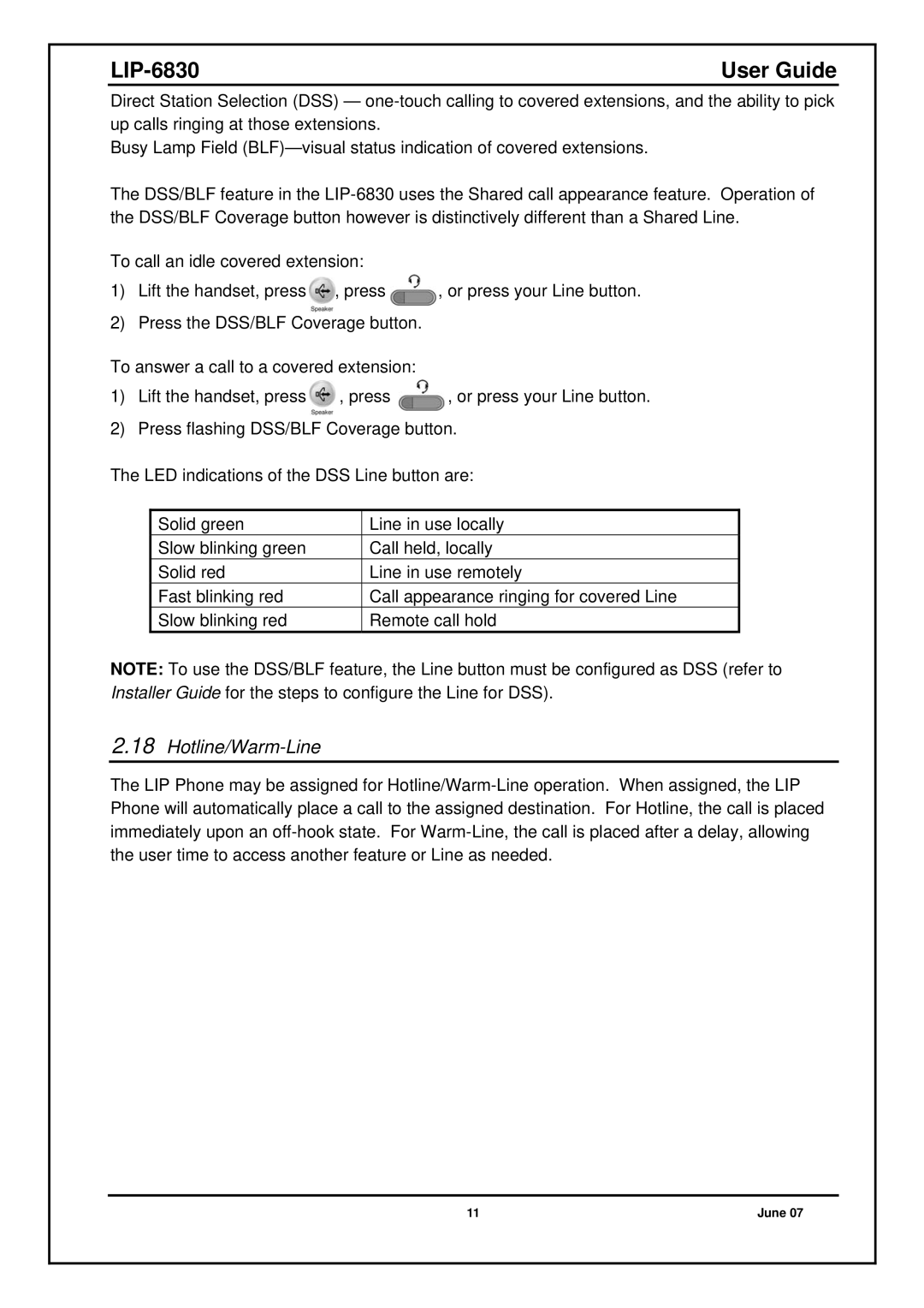 Nortel Networks LIP-6830 manual Hotline/Warm-Line 