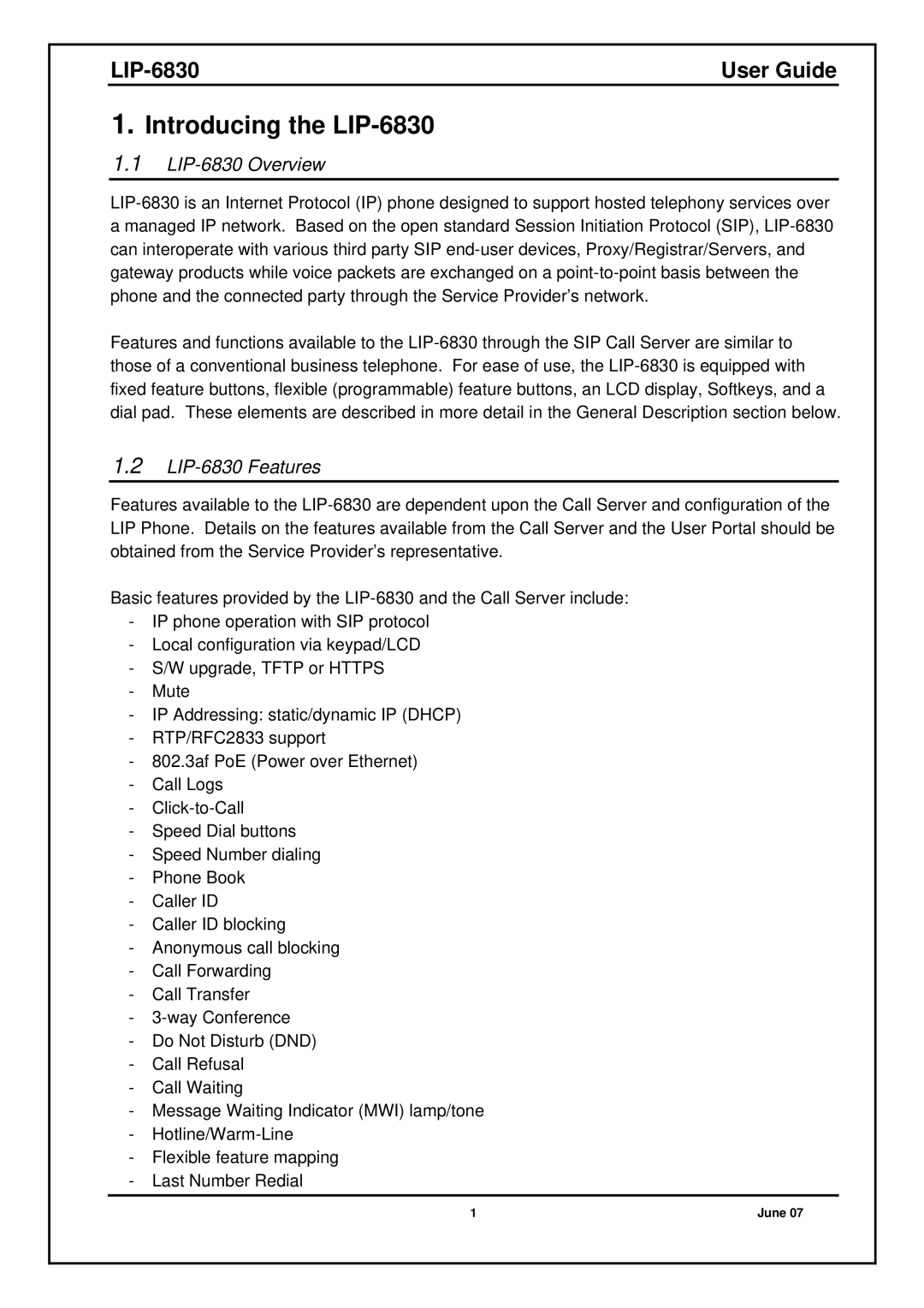 Nortel Networks manual Introducing the LIP-6830, LIP-6830 Overview, LIP-6830 Features 