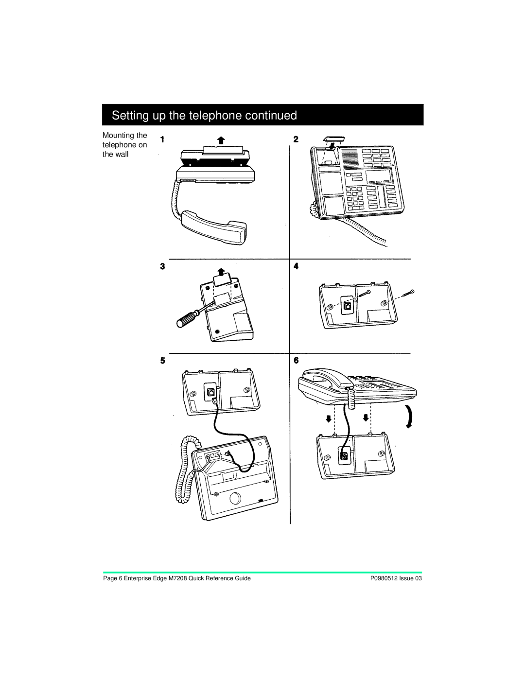 Nortel Networks M7208 manual Mounting the telephone on the wall 