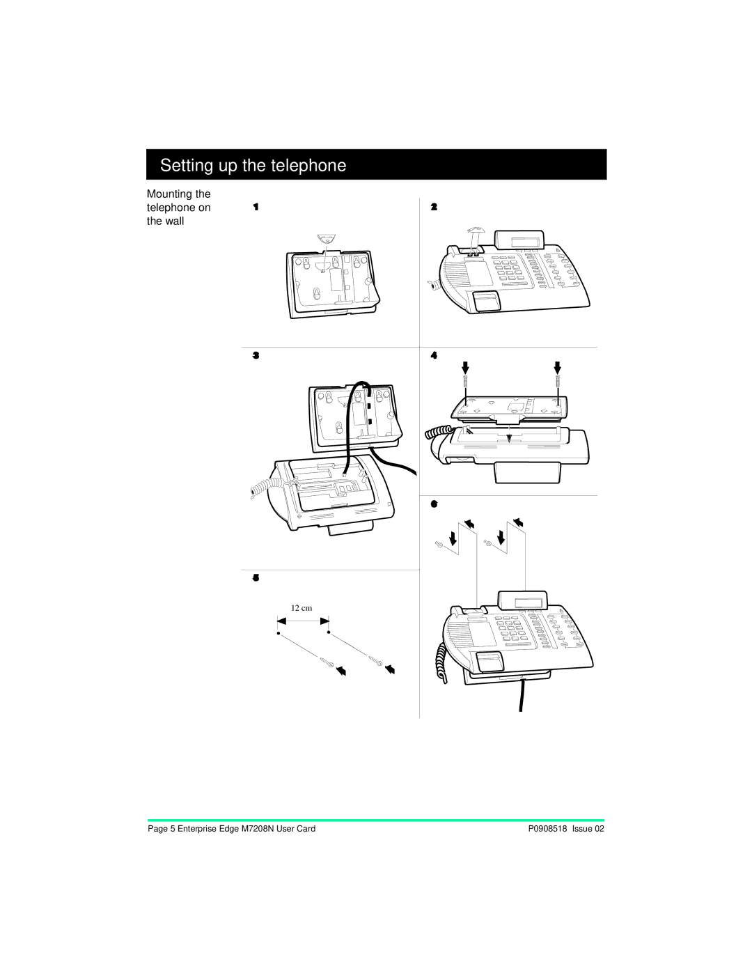 Nortel Networks M7208N manual Mounting the telephone on the wall 