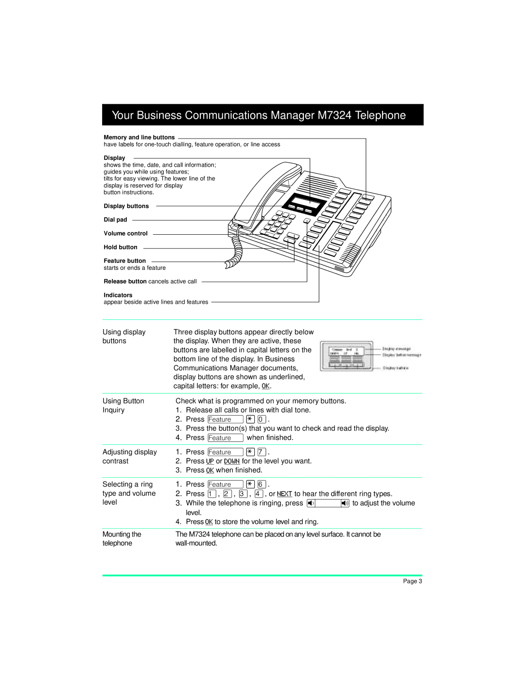 Nortel Networks manual Your Business Communications Manager M7324 Telephone 