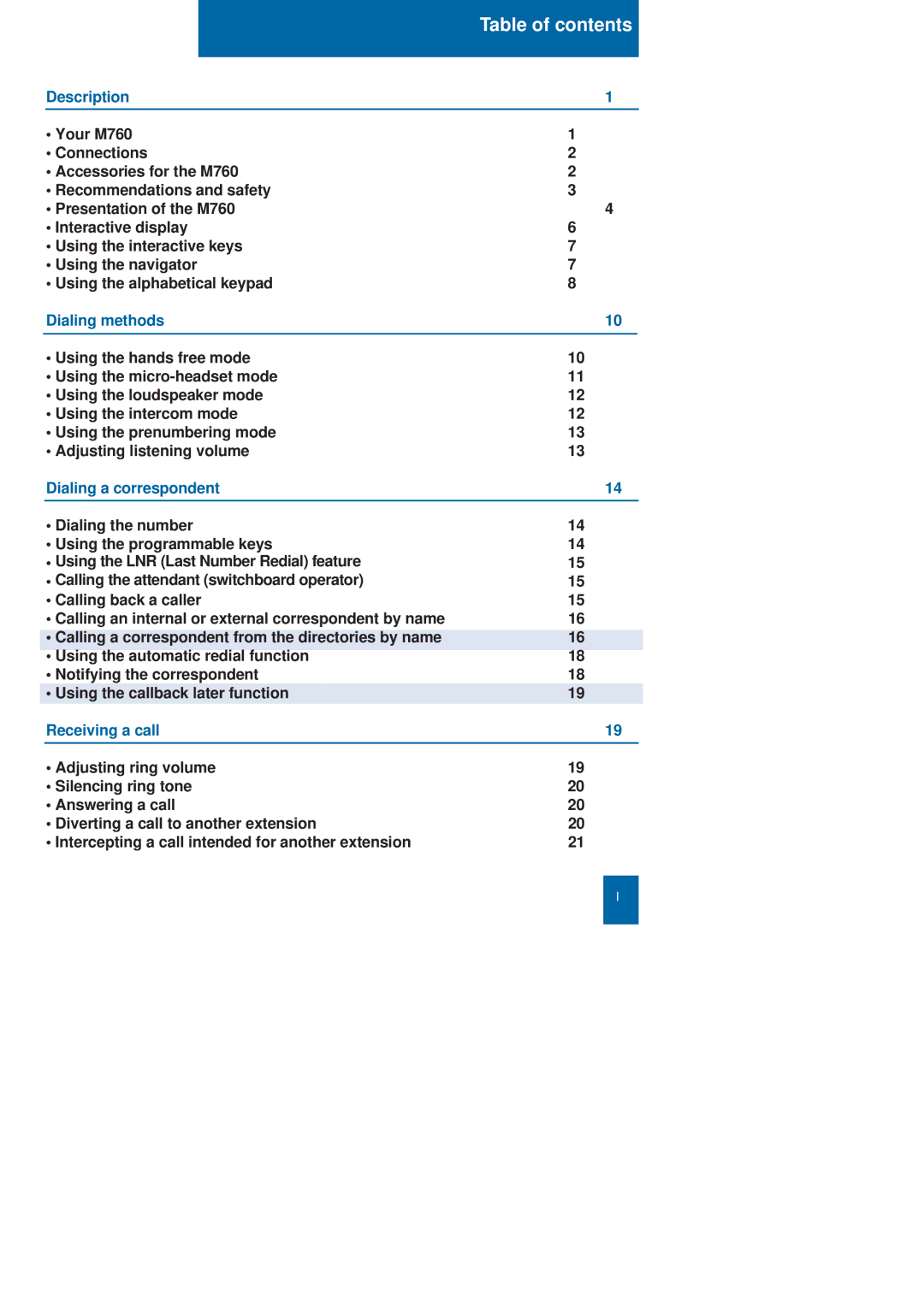 Nortel Networks M760 manual Table of contents 