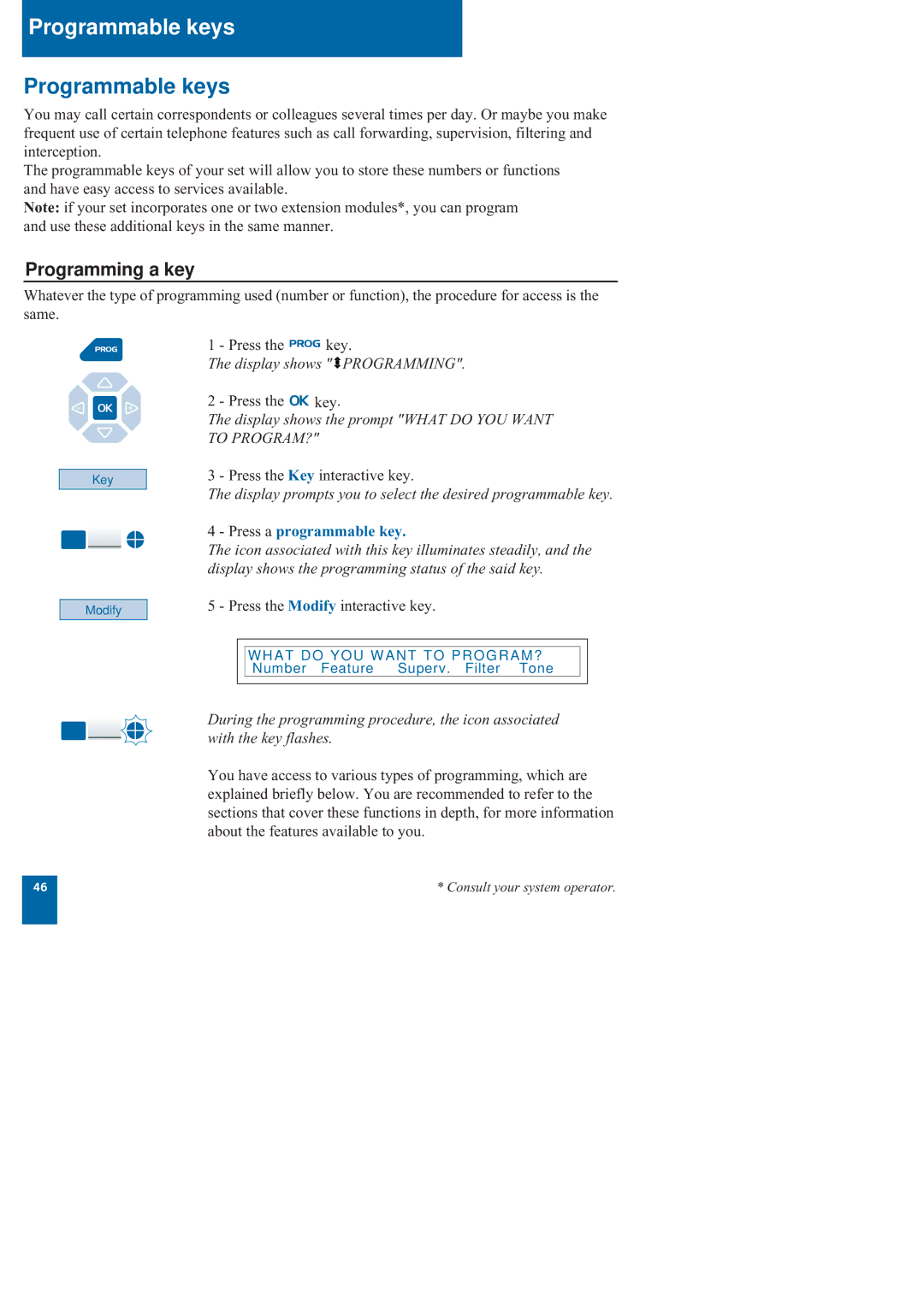 Nortel Networks M760 manual Programmable keys, Programming a key 