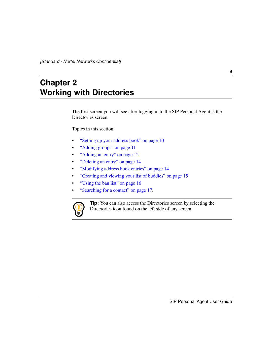 Nortel Networks MCP1.1 FP1 (2.02) manual Chapter Working with Directories 